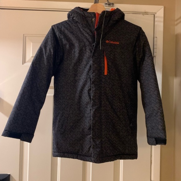 Columbia Boys Kids Winter Jacket - Black and Orange Size M - Picture 1 of 13